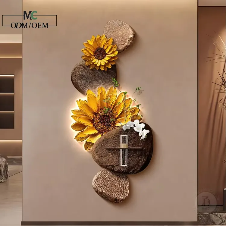Light Luxury High-end Entryway Decor Painting Relief Three-dimensional Effect Sandstone Heart-shaped Minimalist Wall Art
