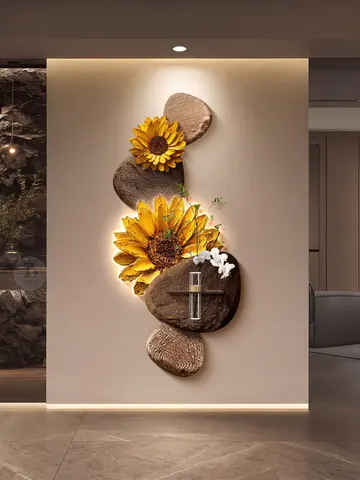 Light Luxury High-end Entryway Decor Painting Relief Three-dimensional Effect Sandstone Heart-shaped Minimalist Wall Art