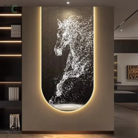 Light Luxury Horse Wall Art Home Decor Into the End of the Corridor Crystal Painting Sofa Background Wall Led Painting