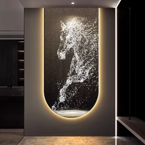 Light Luxury Horse Wall Art Home Decor Into the End of the Corridor Crystal Painting Sofa Background Wall Led Painting