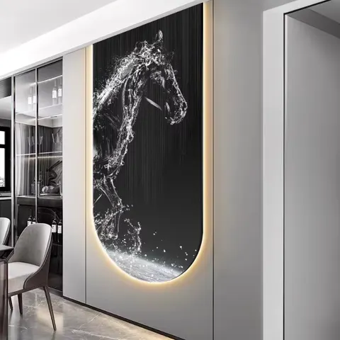 Light Luxury Horse Wall Art Home Decor Into the End of the Corridor Crystal Painting Sofa Background Wall Led Painting