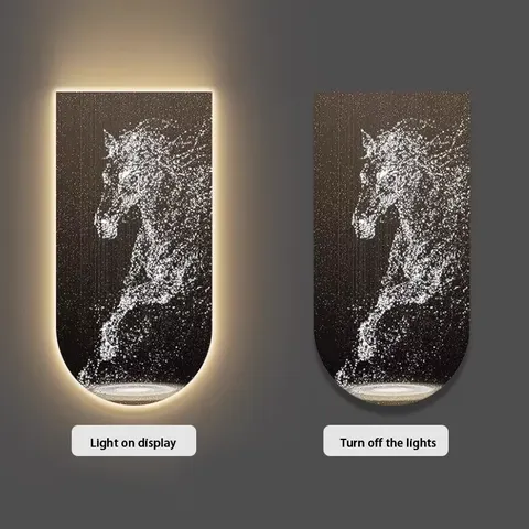 Light Luxury Horse Wall Art Home Decor Into the End of the Corridor Crystal Painting Sofa Background Wall Led Painting