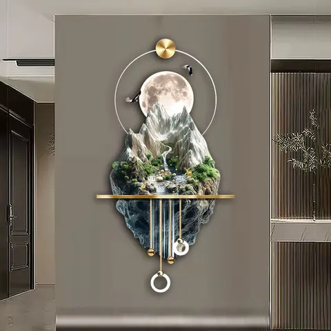 山水 单幅 装饰画 轻奢风 客厅背景墙挂画 LED带灯画