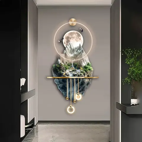 山水 单幅 装饰画 轻奢风 客厅背景墙挂画 LED带灯画