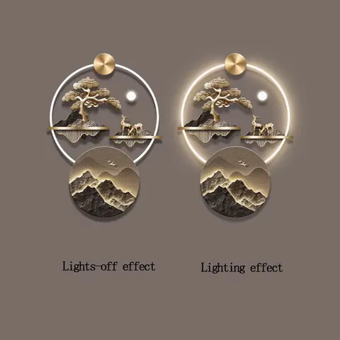 Light Luxury Porch Acrylic Led Wall Art Decorative Painting Fortune Tree Living Room Led Light Painting Home Decoration