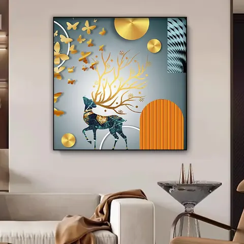 Light Luxury Porch Decoration Painting Corridor Corridor Animal Painting Modern Elk square Restaurant Crystal Painting