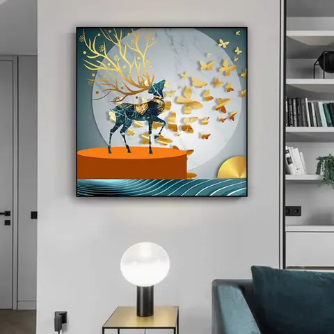 动物 单幅 装饰画 轻奢风 餐厅背景墙挂画 晶瓷画
