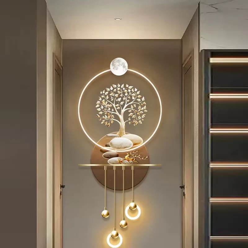 Light Luxury Porch Decoration Painting High-grade Wealth Tree 3D Acrylic Led Art Acrylic Led Wall Art 3D Acrylic Led Wall Art