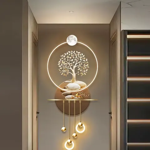 Light Luxury Porch Decoration Painting High-grade Wealth Tree 3D Acrylic Led Art Acrylic Led Wall Art 3D Acrylic Led Wall Art