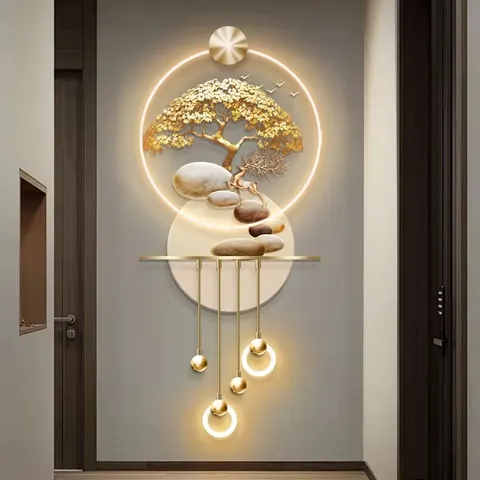 Light Luxury Porch Decoration Painting High-grade Wealth Tree 3D Acrylic Led Art Acrylic Led Wall Art 3D Acrylic Led Wall Art