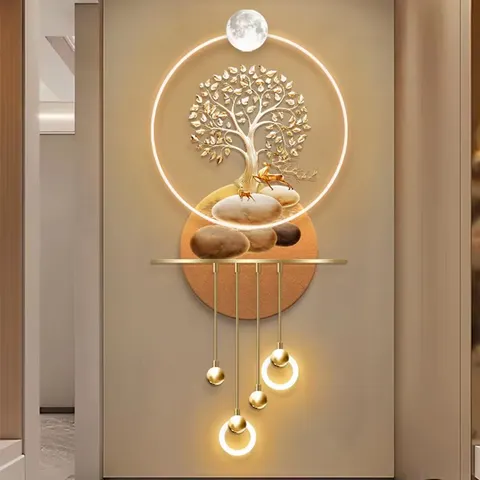 Light Luxury Porch Decoration Painting High-grade Wealth Tree 3D Acrylic Led Art Acrylic Led Wall Art 3D Acrylic Led Wall Art