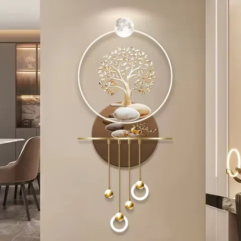 Light Luxury Porch Decoration Painting High-grade Wealth Tree 3D Acrylic Led Art Acrylic Led Wall Art 3D Acrylic Led Wall Art