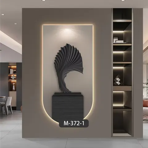 Light Luxury Porch LED Light Painting Home Decoration Black and White Gray Geometric Abstract Wall Painting and Wall Art