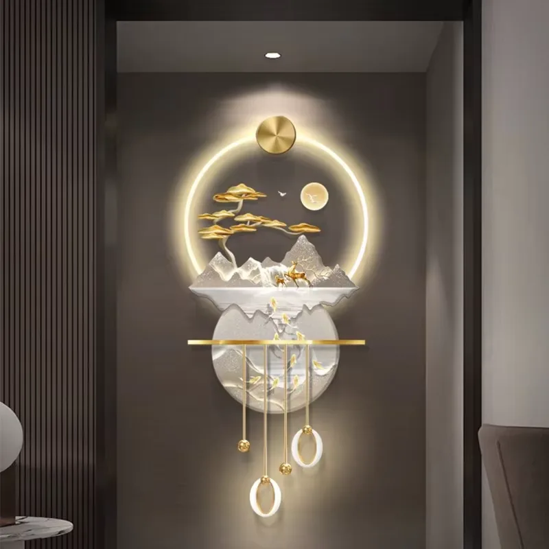 Light Luxury Water to Generate Wealth Porch Light Murals 3D Acrylic Led Art Acrylic Led Wall Art 3D Acrylic Led Wall Art