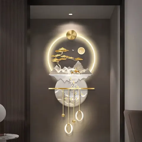 Light Luxury Water to Generate Wealth Porch Light Murals 3D Acrylic Led Art Acrylic Led Wall Art 3D Acrylic Led Wall Art