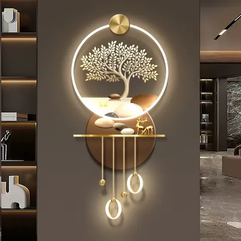 Light Luxury Water to Generate Wealth Porch Light Murals 3D Acrylic Led Art Acrylic Led Wall Art 3D Acrylic Led Wall Art