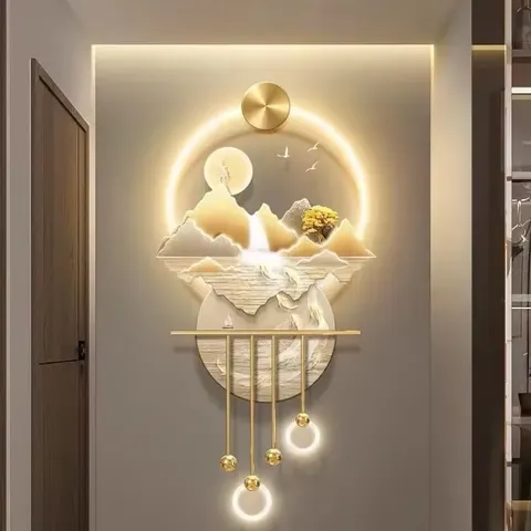 Light Luxury Water Wealth Porch Decorative Painting 3D Acrylic Led Art Acrylic Led Wall Art 3D Acrylic Led Wall Art