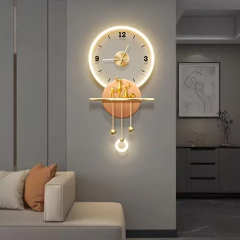 Light Luxury with Clock Decorative Painting Creative Living Room 3D Acrylic Led Art Acrylic Led Wall Art 3D Acrylic Led Wall Art