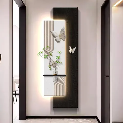 Living Room Background Wall Butterfly Hydroponic Plants Hall Art Decor Paintings Three-dimensional Sandstone LED Painting