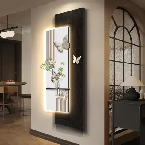 植物 单幅 装饰画 现代简约 客厅背景墙挂画 LED带灯画