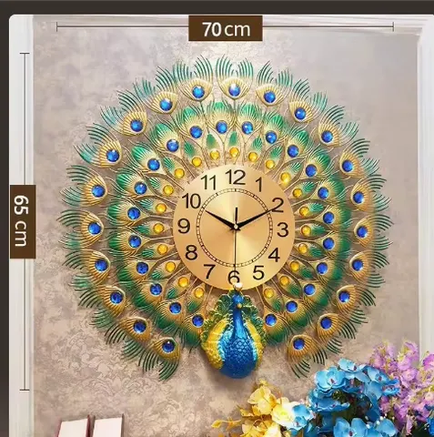 Living Room Background Wall Clock Home Furnishings Art Decoration Hanging Piece Peacock Ironwork Craftwork