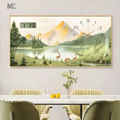 Living Room Calendar Clock Hanging Picture New Product Explosion Modern Clock Decorative Painting Home Decor Wall Art with Clock