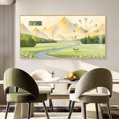 Living Room Calendar Clock Hanging Picture New Product Explosion Modern Clock Decorative Painting Home Decor Wall Art with Clock
