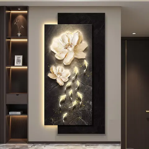 抽象 单幅 装饰画 现代简约 玄关背景墙挂画 LED带灯画