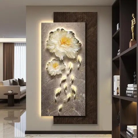 抽象 单幅 装饰画 现代简约 玄关背景墙挂画 LED带灯画