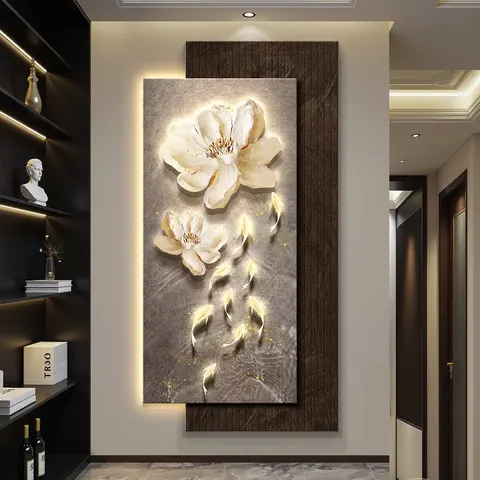 抽象 单幅 装饰画 现代简约 玄关背景墙挂画 LED带灯画