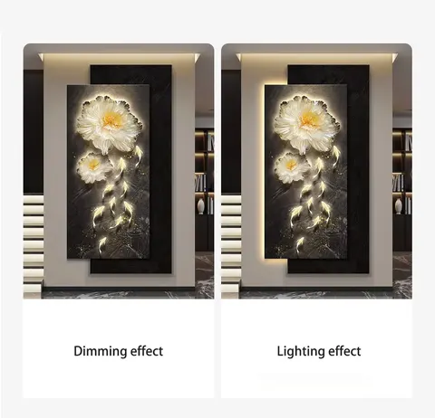 抽象 单幅 装饰画 现代简约 玄关背景墙挂画 LED带灯画
