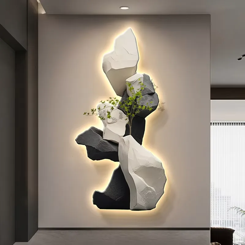 抽象 单幅 装饰画 现代简约 玄关背景墙挂画 LED带灯画