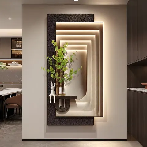 Living Room Corridor Background Wall Sandstone Fabric Decorative Painting Hydroponics Green Plants Wall Painting