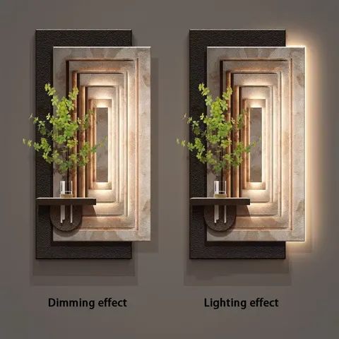 Living Room Corridor Background Wall Sandstone Fabric Decorative Painting Hydroponics Green Plants Wall Painting