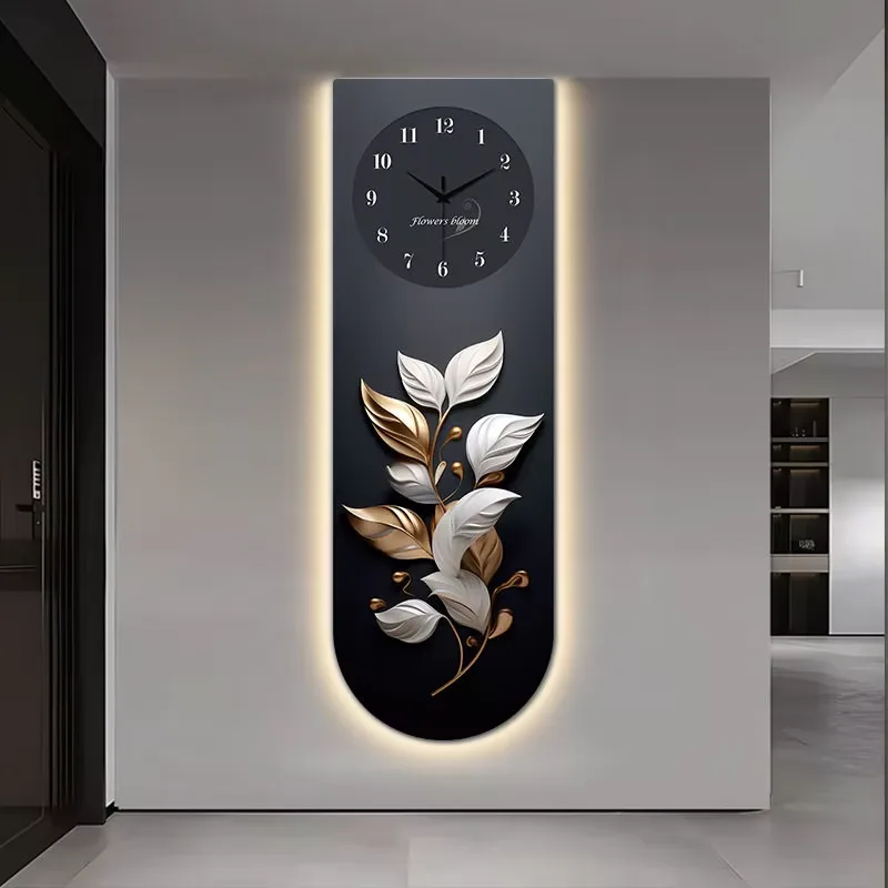 Living Room Corridor Clock and Watch Art Home Decor Painting UV Precision Engraving Glowed LED Paintings