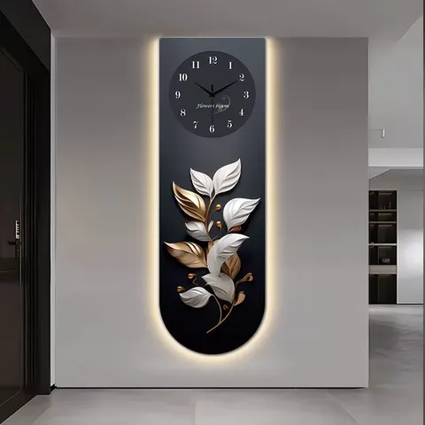 Living Room Corridor Clock and Watch Art Home Decor Painting UV Precision Engraving Glowed LED Paintings