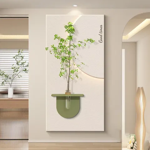 植物 单幅 装饰画 现代简约 玄关背景墙挂画 LED带灯画
