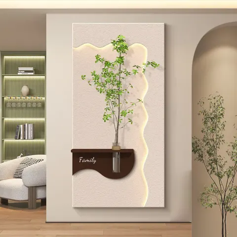 植物 单幅 装饰画 现代简约 玄关背景墙挂画 LED带灯画