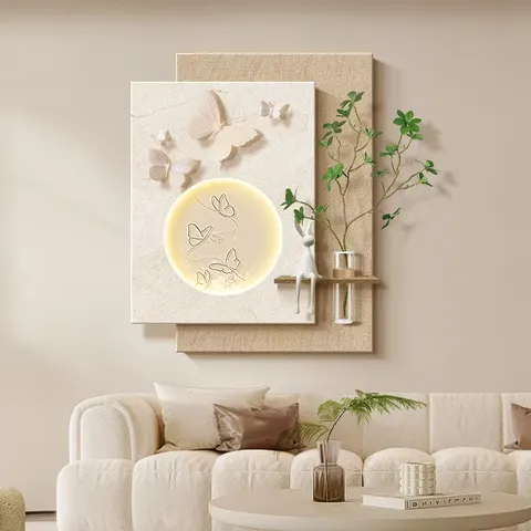 Living Room Decor Painting Elegance Characters Art Sofa Background Wall Hydroponic Green Plants LED Paintings