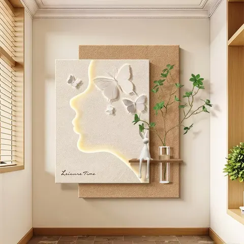 Living Room Decor Painting Elegance Characters Art Sofa Background Wall Hydroponic Green Plants LED Paintings