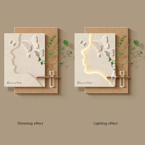 Living Room Decor Painting Elegance Characters Art Sofa Background Wall Hydroponic Green Plants LED Paintings