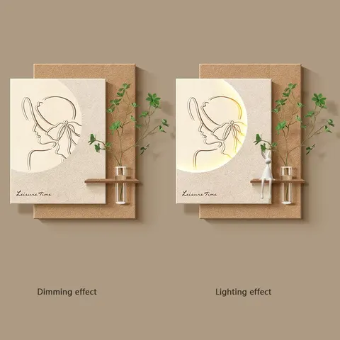 Living Room Decor Painting Elegance Characters Art Sofa Background Wall Hydroponic Green Plants LED Paintings