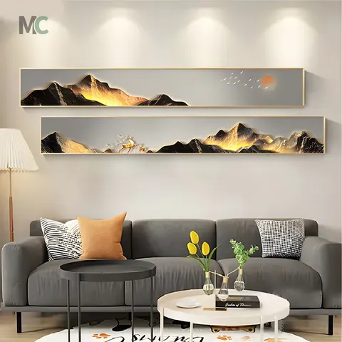 Living Room Decorative Picture Backer Sofa Background Wall Decor Painting Narrow Long Bedroom Bed Hanging Picture Senior Sense