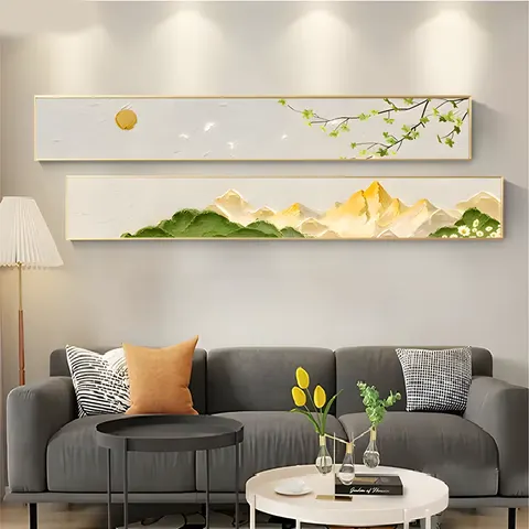 Living Room Decorative Picture Backer Sofa Background Wall Decor Painting Narrow Long Bedroom Bed Hanging Picture Senior Sense