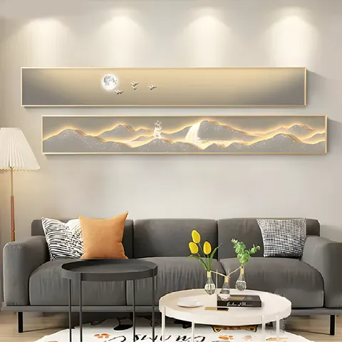 Living Room Decorative Picture Backer Sofa Background Wall Decor Painting Narrow Long Bedroom Bed Hanging Picture Senior Sense
