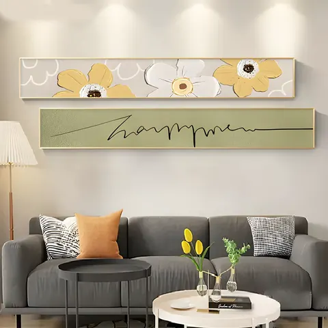 Living Room Decorative Picture Backer Sofa Background Wall Decor Painting Narrow Long Bedroom Bed Hanging Picture Senior Sense