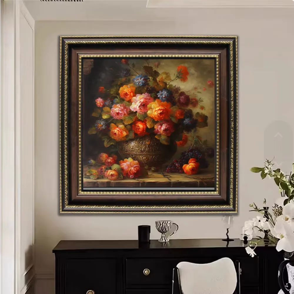 Living Room Flowers Home Furnishing Art Decor Oil Painting European Style Restaurant "Retro" Hanging Paintings