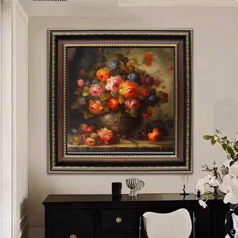 Living Room Flowers Home Furnishing Art Decor Oil Painting European Style Restaurant "Retro" Hanging Paintings