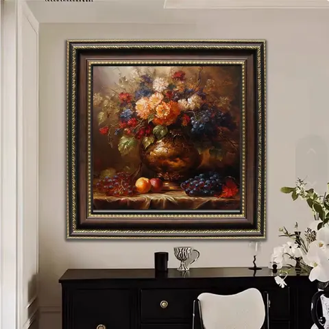 Living Room Flowers Home Furnishing Art Decor Oil Painting European Style Restaurant "Retro" Hanging Paintings