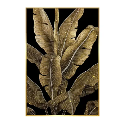 Living Room Golden Leaves Crystal Painting Sofa Background Wall Art Decor Painting Hotel Atmosphere Corridor Hanging Pictures